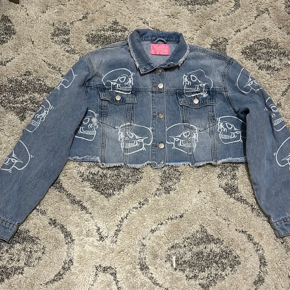 One Eight Azalea Wang Skull monogram denim Jacket - Picture 4 of 14